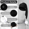 Geyoga 2 Pcs Men Silk Night Sleeping Cap Adjustable Drawstring Night Sleeping Cap with Pom Ball for Daily Use(Milk Fiber,Black, Gray) view 3