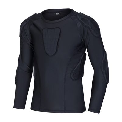 Jellybro Boys Padded Compression Shirt Youth Protective Long Sleeve Shirt for Football Baseball Basketball Hockey Rugby Snowboard (Large) Black