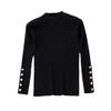 Autumn Winter Women Thick Sweater Pullovers Long Sleeve Button O-Neck Chic Sweater Slim Knit Soft Jumper Tops Black view 1