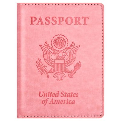 Eoehro Passport and Vaccine Card Holder, Faux Leather, AI-pink, Compact, Lightweight, Waterproof