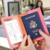 Eoehro Passport and Vaccine Card Holder, Faux Leather, AI-pink, Compact, Lightweight, Waterproof view 2