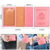 Eoehro Passport and Vaccine Card Holder, Faux Leather, AI-pink, Compact, Lightweight, Waterproof view 3