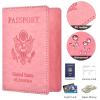 Eoehro Passport and Vaccine Card Holder, Faux Leather, AI-pink, Compact, Lightweight, Waterproof view 4
