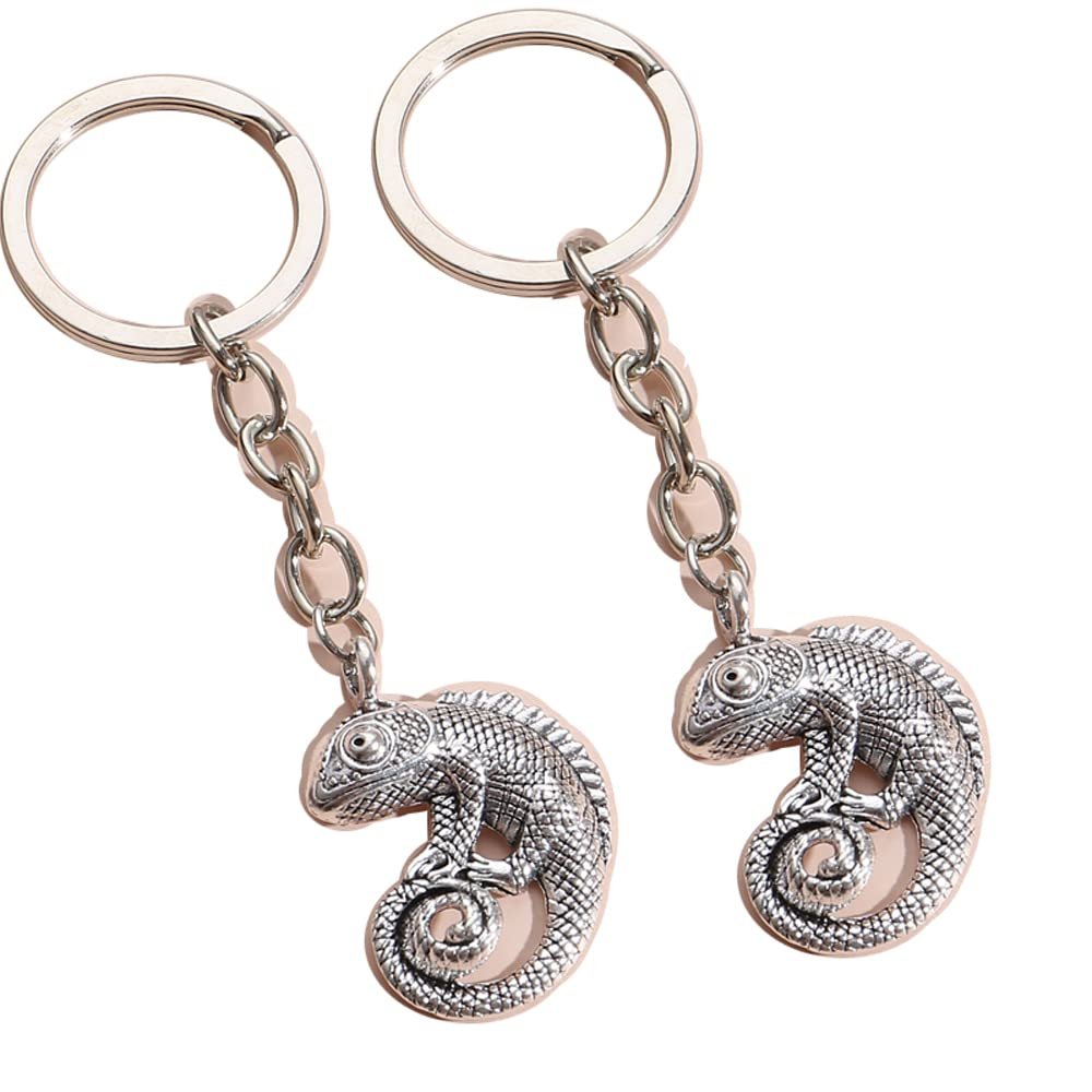 ch22 2Pcs Keychain Lizard Key Ring Animal Reptile Key Chains For Women Men Handbag Accessorie