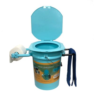 ISMART John Portable Camping Toilet with Comfortable Seat  Fits 5-Gallon ISMART Bucket, Includes Paper Holder & Accessory Storage (Paper Not Included)