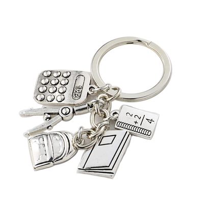 1Pc Student Keychain School Key Ring Calculator Compasses Book Backpack Key Chain Jewelry Handmade
