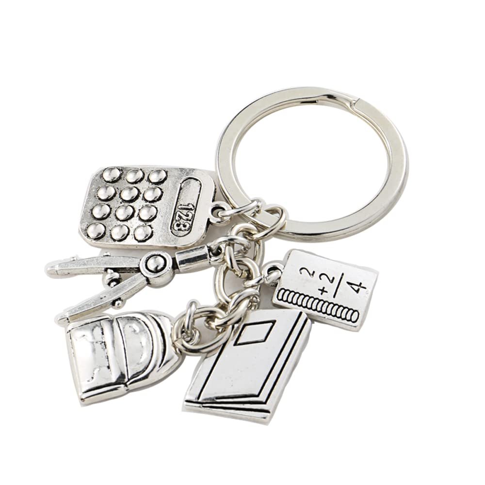 1Pc Student Keychain School Key Ring Calculator Compasses Book Backpack Key Chain Jewelry Handmade