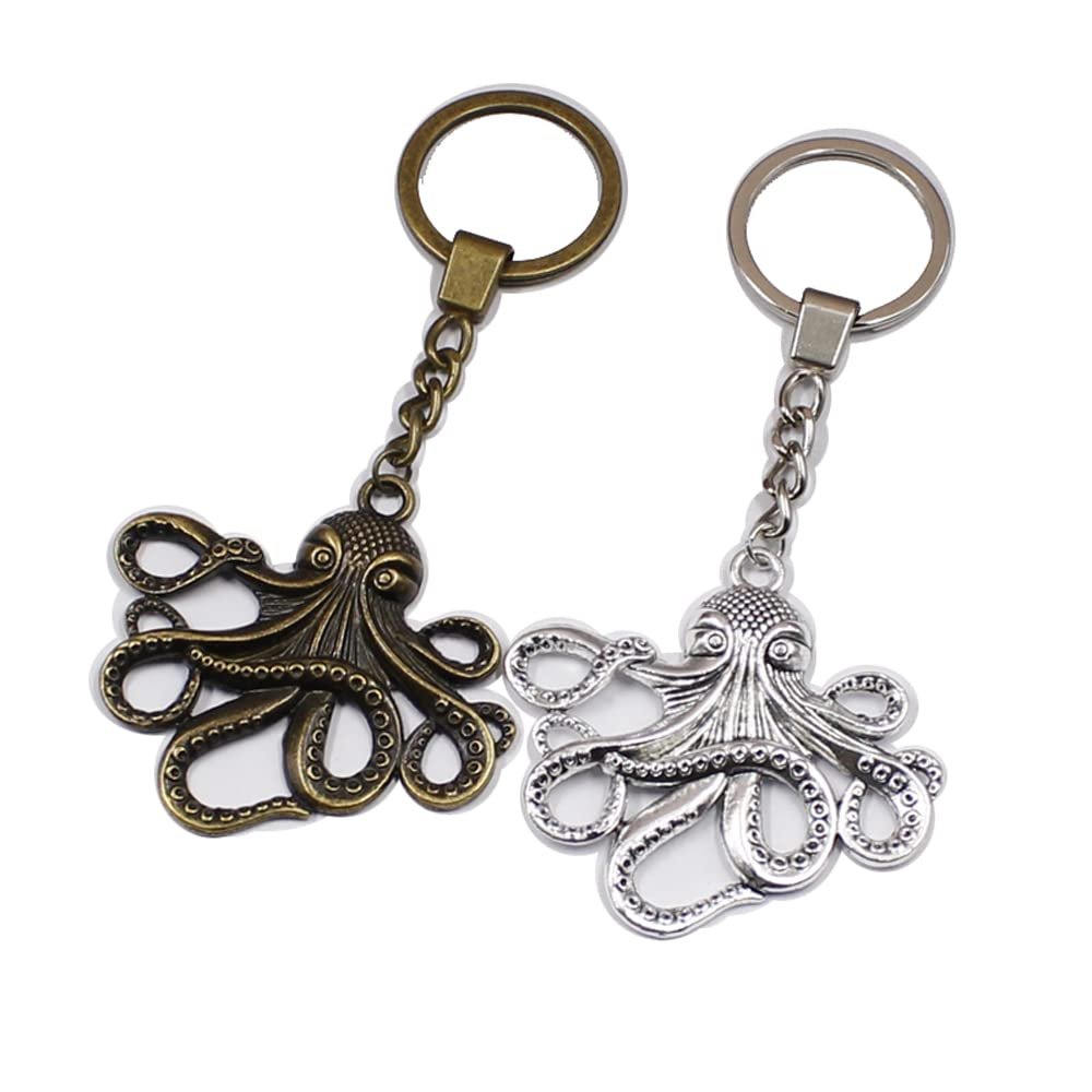2Pcs Large Octopus Keychain Octopus Keyring Gifts For Men Jewelry Car Key Chain Ring