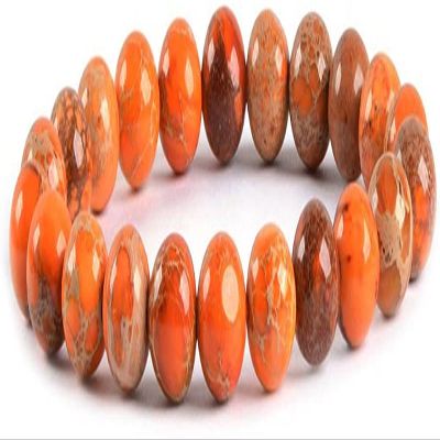 Angelstones Orange Sea Sediment Jasper Gemstone 8mm Round Beads Stretch Bracelet 7 Inch Unisex