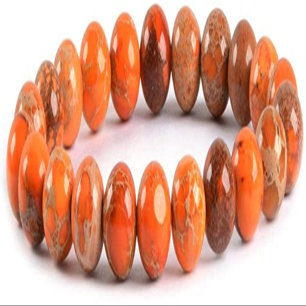 Angelstones Orange Sea Sediment Jasper Gemstone 8mm Round Beads Stretch Bracelet 7 Inch Unisex