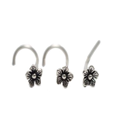 18,20 gauge Cherry Blossom Flower Nose Stud,Flower Nose Stud sterling silver/nose screw, Body Piercing Jewelry, Silver Nose ring (20g Right Screw)