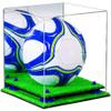 Better Display Cases Acrylic Display Case for Collectibles, Full Size Soccer Ball Display Case, Navy Blue Risers & Turf Base, Handcrafted Showcase Box.DIM;9.75" L x 9.75" W x 9.75" H. (B02/A027) view 1