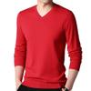 Kaxiya2021 Men's Solid V Neck Sweaters Long Sleeve Breathable Knitting Pullover Classic Comfortably Soft Basic Knitwear Top (Red,XX-Large) view 1