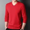 Kaxiya2021 Men's Solid V Neck Sweaters Long Sleeve Breathable Knitting Pullover Classic Comfortably Soft Basic Knitwear Top (Red,XX-Large) view 2