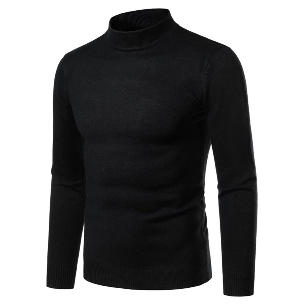 Kaxiya2021 Men's Knit Mock Turtleneck Pullover Long Sleeve Lightweight Thermal Sweaters Basic Slim Fit Cotton Base Layer Tops (Black,XX-Large)