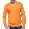 Men's Solid V Neck Sweaters Long Sleeve Breathable Knitting Pullover Classic Comfortably Soft Basic Knitwear Top (Orange,XX-Large) view 1