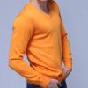 Men's Solid V Neck Sweaters Long Sleeve Breathable Knitting Pullover Classic Comfortably Soft Basic Knitwear Top (Orange,XX-Large) view 4