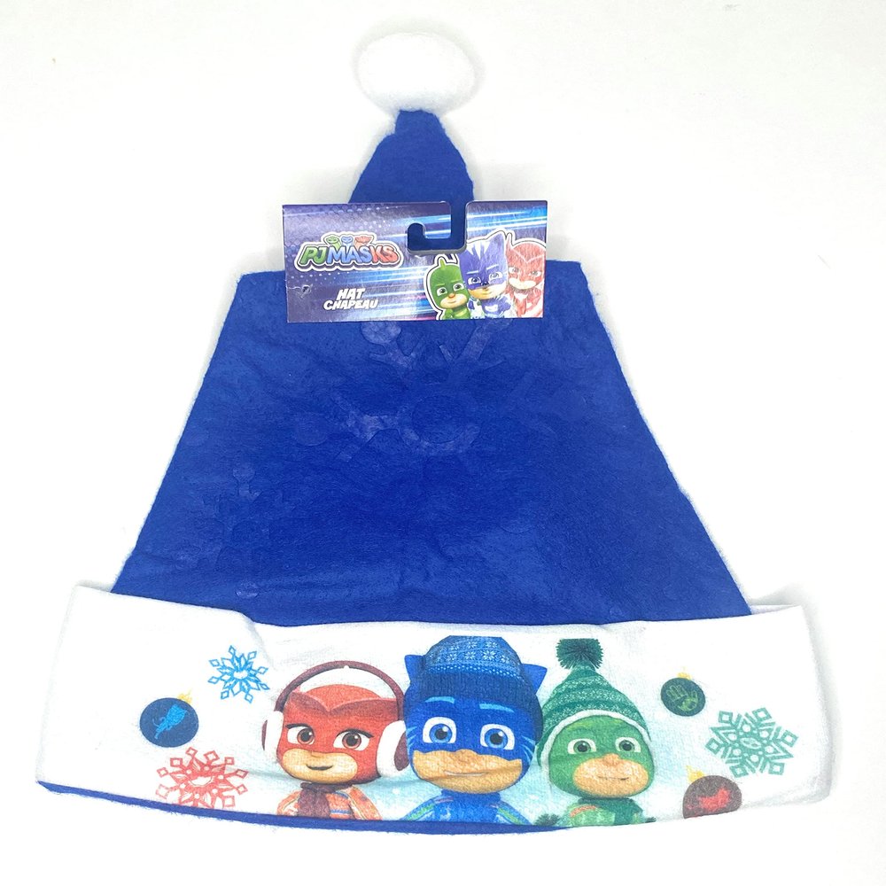 TOS PJ Masks Festive Felt Santa Hats with Embossed Designs, Blue