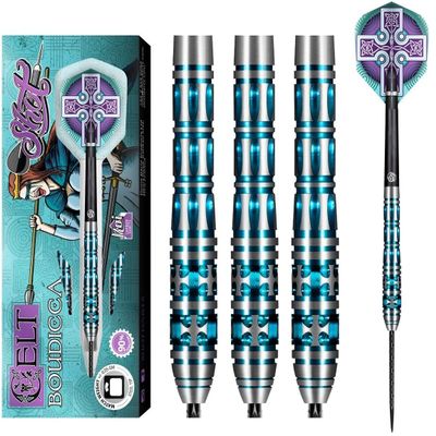 Shot! Darts Steel Tip, Celt Boudicca (23g/24g/25g/26g), 90% Tungsten Barrel, Front Balanced, Handcrafted Professional Dart Set & Flights Made in New Zealand, Metal Tip for Bristle Dartboard