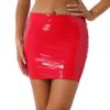 easyforever Women High Waist PU Latex Bodycon Mini Pencil Skirts Glossy Tight Skirt for Club Music Festival Red Medium view 1