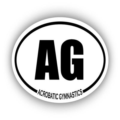 Acrobatic Gymnastics AG Oval Bumper Sticker 3M Vinyl Decal 3 in x 5 in