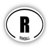 Rinkball R Oval Bumper Sticker 3M Vinyl Decal 3 in x 5 in view 1