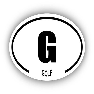 Golf G Oval Bumper Sticker 3M Vinyl Decal 3 in x 5 in