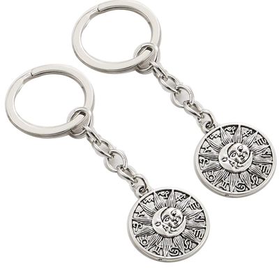 2Pcs Moon And Sun Key Ring Round Key Chains For Women Men Car Hanging Gifts
