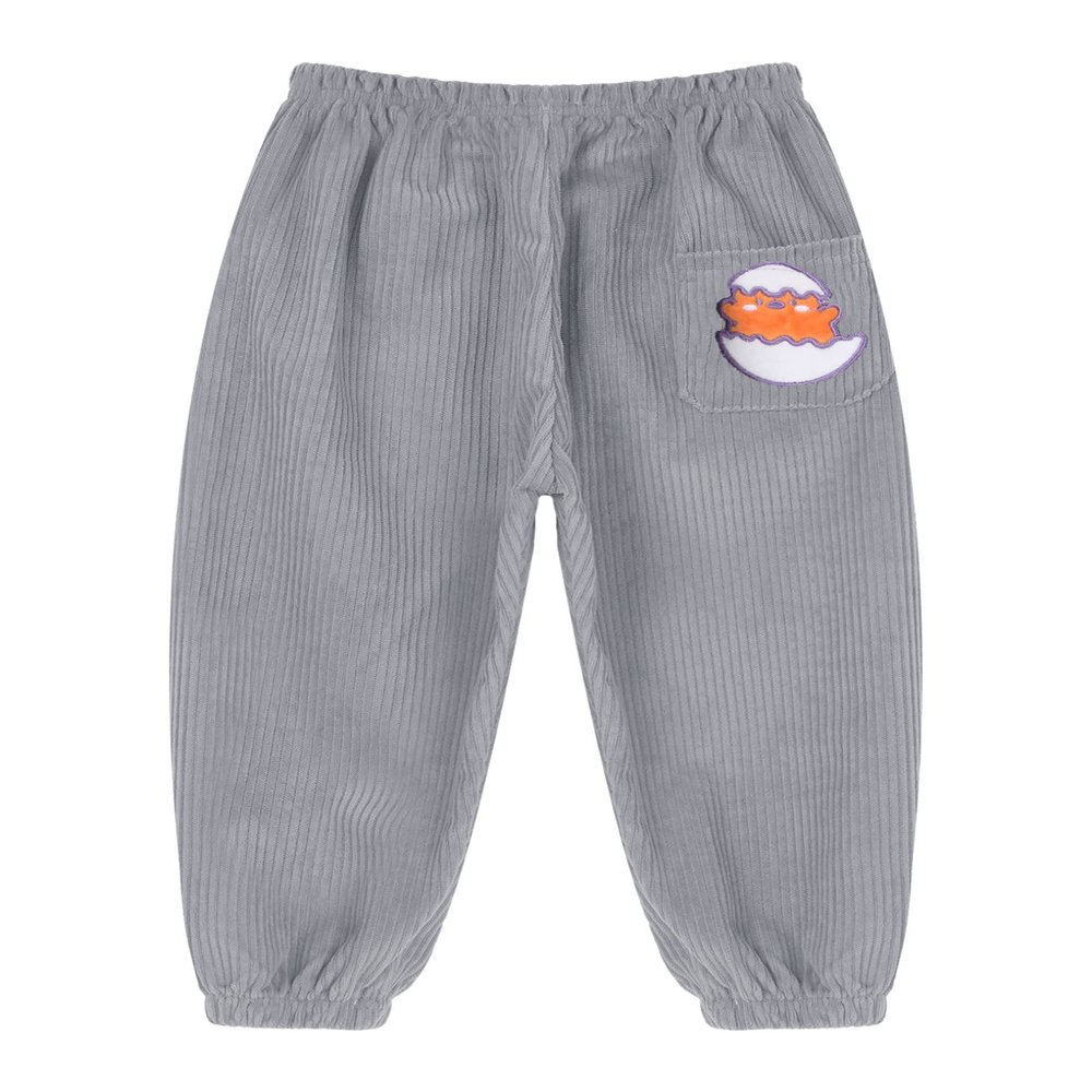 Freebily Toddler Kids Girls Casual Corduroy Pants Cute Cartoon Print Elastic Waist Trousers Outfits Grey 12-18 Months