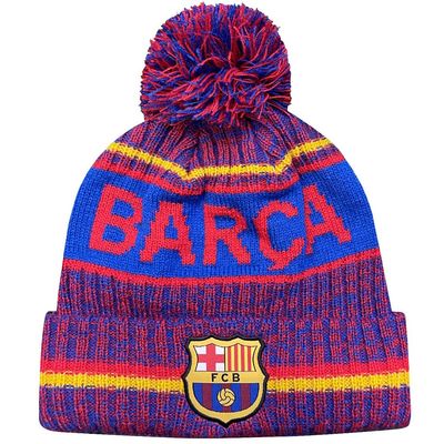 Icon Sports Soccer Team Beanie  Adult Official Football Club Knit Winter Warm Pom Cap Casual Hat for Men Women Unisex (FC Barcelona/Identity, One Size)