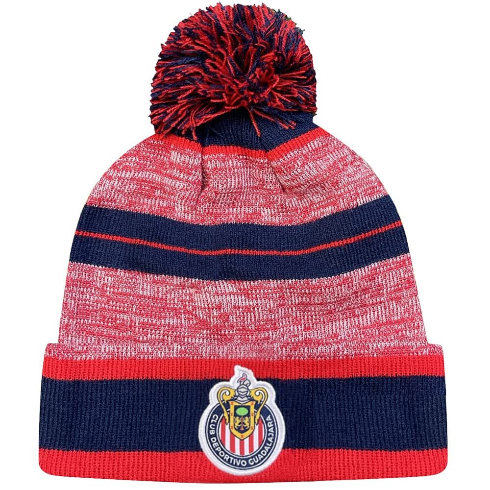 Icon Sports Soccer Team Beanie Adult Official Football Club Knit Winter Warm Pom Cap Casual Hat for Men Women Unisex (Chivas/Logo Life, One Size)