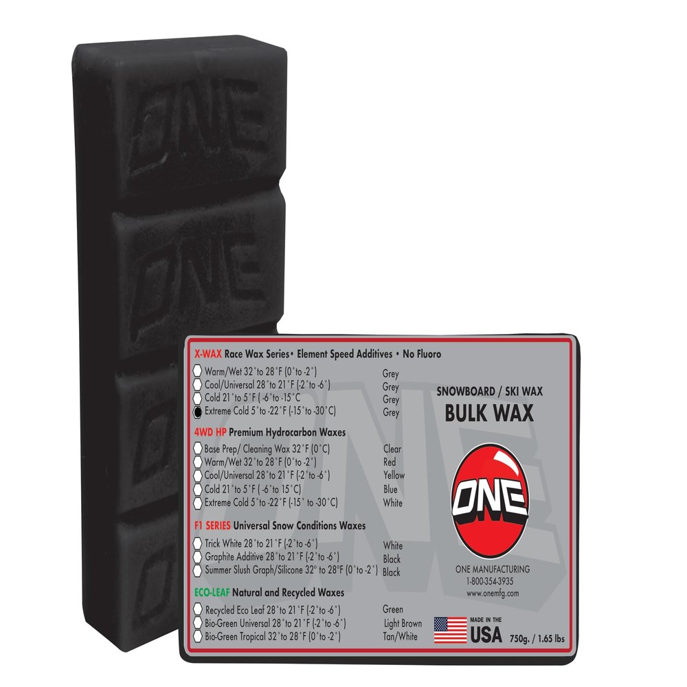 One Mfg X-Wax Ice Snowboard & Ski Wax 750g (1.65lb) Big Brick - The Fastest Wax we Make, for 5F to -22F (-5C to -15C) Snow Temperature