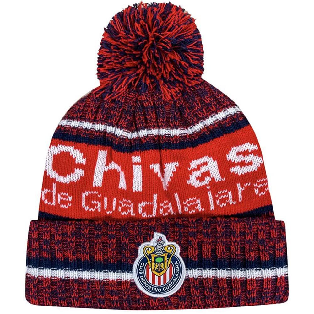 Icon Sports Soccer Team Beanie Adult Official Football Club Knit Winter Warm Pom Cap Casual Hat for Men Women Unisex (Chivas/Identity, One Size)