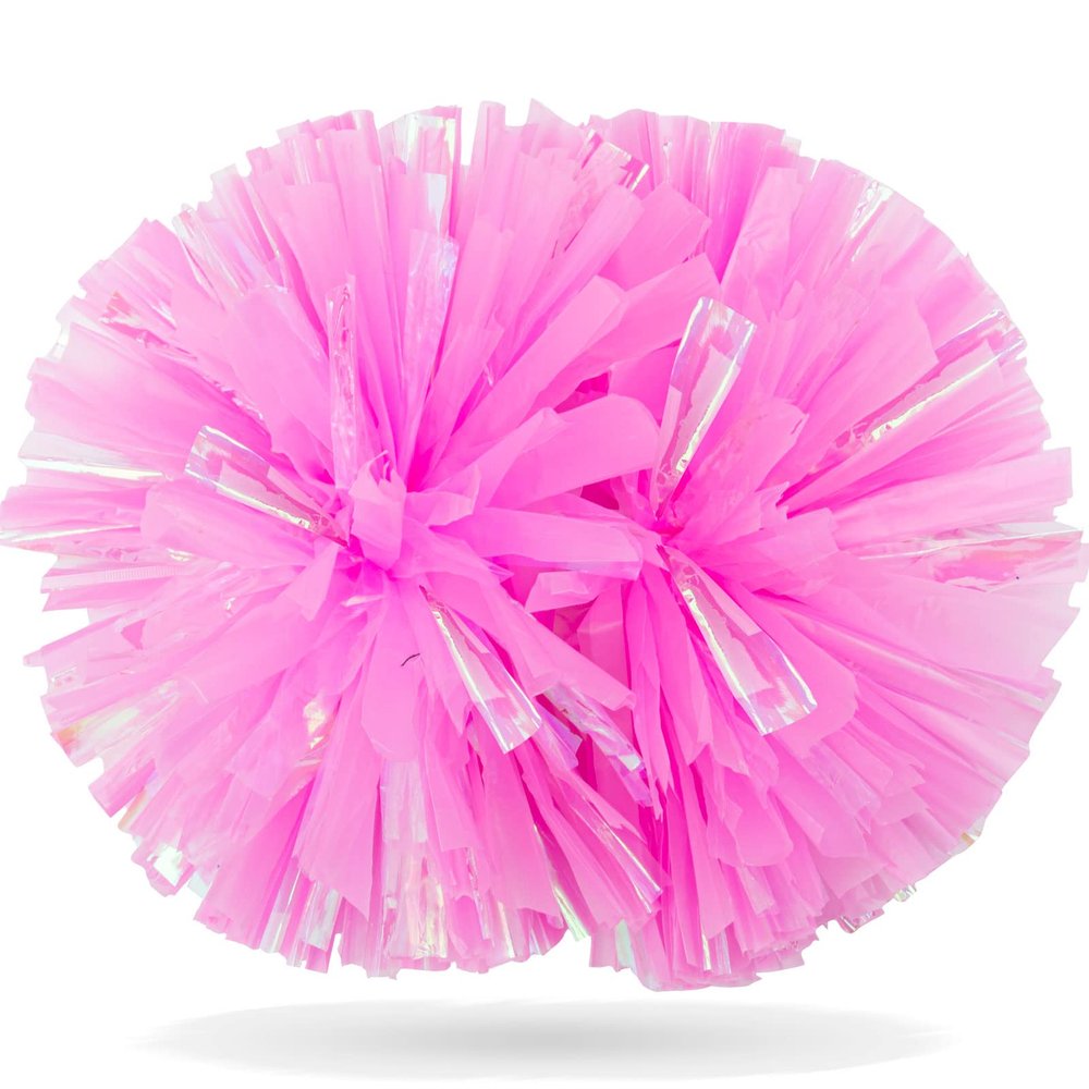 AOPANDA Cheerleading Pom Poms with Baton Handle for Team Spirit Sports Dance Cheering Kids AdultsPink and 2PCS