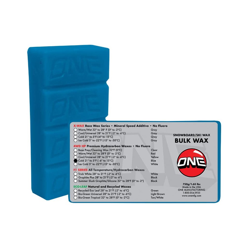 One Mfg 4WD Snowboard & Ski Wax, 750g Bar, Oneball SnoWax, Tropical Scent, No Fluoro (Blue, Cold/Universal Snow)