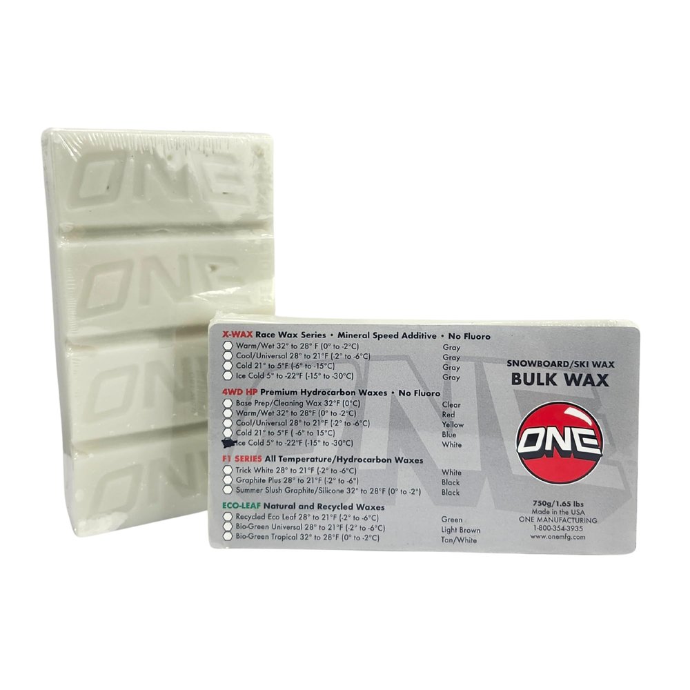 One Mfg 4WD Snowboard & Ski Wax, 750g Bar, Oneball SnoWax, Tropical Scent, No Fluoro (White, Ice Cold Snow)