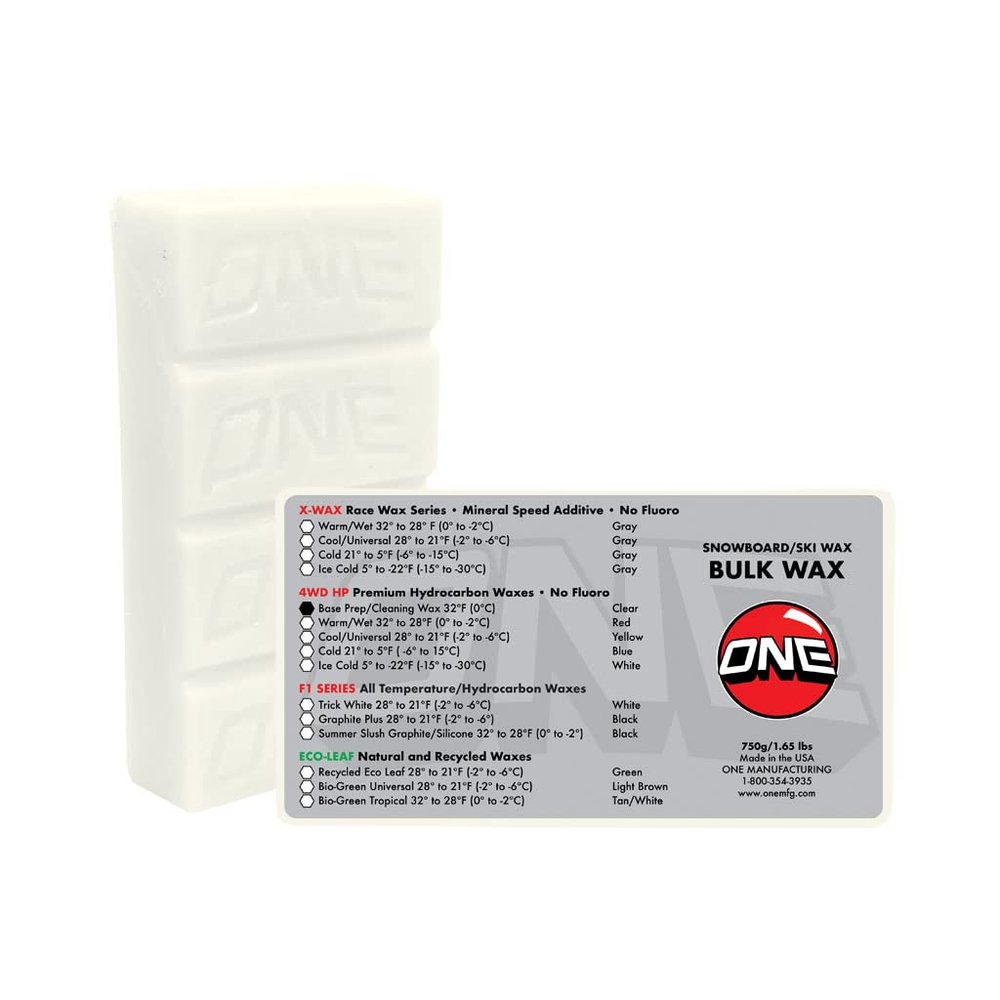 One Mfg 4WD Snowboard & Ski Wax, 750g Bar, Oneball Base Wax, Tropical Scent, No Fluoro (Clear, Base Prep)