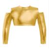 FEESHOW Youth Girls Long Sleeve Turtle-Mock neck Sports Dance Crop Top T-Shirt Gym Yoga Leotard Dancewear C Gold 4 Years view 1