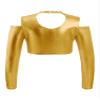 FEESHOW Youth Girls Long Sleeve Turtle-Mock neck Sports Dance Crop Top T-Shirt Gym Yoga Leotard Dancewear C Gold 4 Years view 2