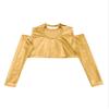FEESHOW Youth Girls Long Sleeve Turtle-Mock neck Sports Dance Crop Top T-Shirt Gym Yoga Leotard Dancewear C Gold 4 Years view 4