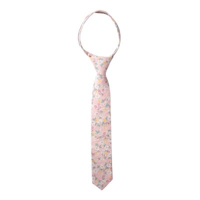Spring Notion Boys' Cotton Floral Print Zipper Neckties in Trendy Colors, 60-Blush Pink Large