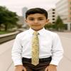 Spring Notion Boys' Cotton Floral Print Zipper Neckties in Trendy Colors, 61-Yellow Small view 3