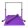 Athletic Bar Expandable Gymnastics Kip Bar Set with Balance Beam, 6'x4' Mat for Kids, Horizontal Bar Junior Gymnastic Training Exercise Gymnast Home Gym Adjustable 3 to 5 FT Fiberglass Rail (Purple) view 1