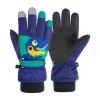 Kids Winter Gloves Waterproof Girls Boys Warm Snow Toddler Finger Gloves Mittens Navy Dinosaur S view 1