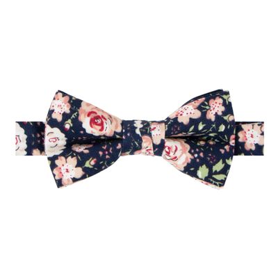 Spring Notion Boy's Cotton Floral Print Pre-tied Bow Tie, 59-Navy Blush Pink Medium
