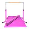 5 Ft Horizontal Bar Adjustable Kip Bars Pink Gymnastics Gymnastics Bar + 6 Ft x 4 Ft Tri-Fold Large Mat + 8 Ft Balance Beam, for Kids, Home, Girls, Monkey Beam, Balance Set Adjustable view 1