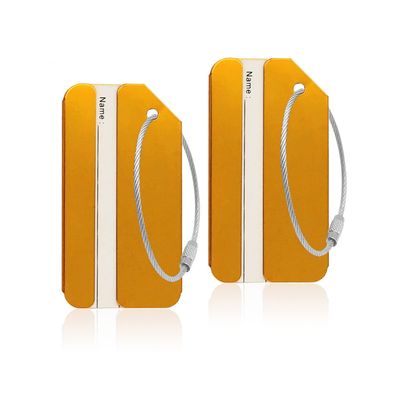 Aluminum Luggage Tags, Luggage Tag Holders for Travel Luggage Baggage Identifier by Ovener (2Pack Gold)