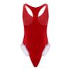 Moily Men's Sexy Velvet One-Piece Racer Back Christmas Bodysuit Mr. Santa Wrestling Singlet Leotard Red Large view 3