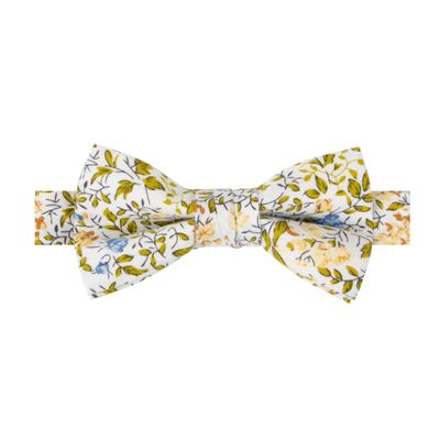 Spring Notion Boy's Cotton Floral Print Pre-tied Bow Tie, 63-Yellow Blue Small