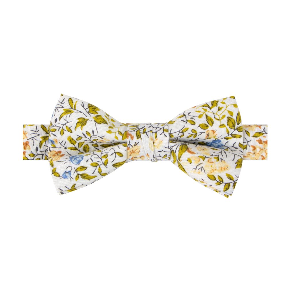 Spring Notion Boy's Cotton Floral Print Pre-tied Bow Tie, 63-Yellow Blue Small